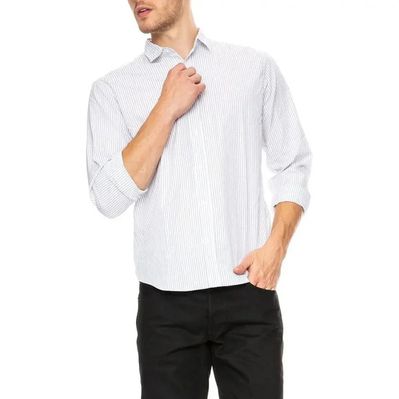 Frank & Eileen Paul Linen Button-Up Shirt Red Stripe Size S Unisex - Picture 7 of 7